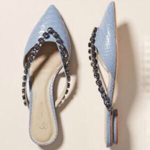 Guilhermina Light Blue Embellished Slides Sz 9M